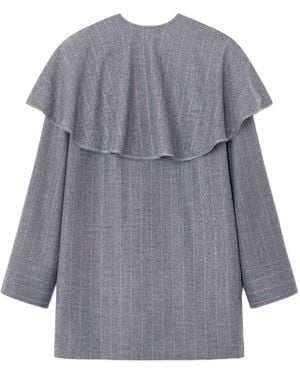 Ganni Pinstripe Ruffled Dress - Gray