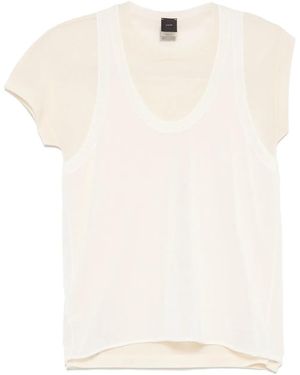 Pinko Mark Cotton T-Shirt - Natural