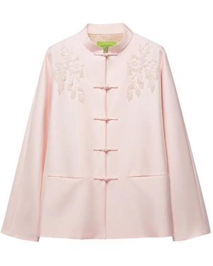 Shanghai Tang Beaded Twwill Frog-Fastening Jacket - Pink