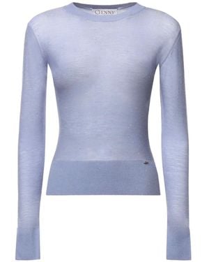 Genny Rhinestone-Embellished Fine-Knit Sweater - Blue