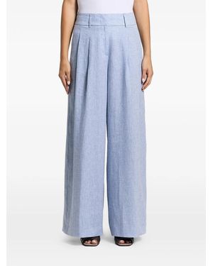 Peserico Pleated Palazzo Trousers - Blue