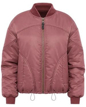 Bacon Padded-Design Bomber Jacket - Red