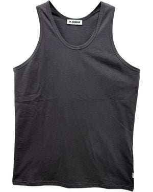 Jil Sander Logo-Patch Scoop-Neck Vest - Black