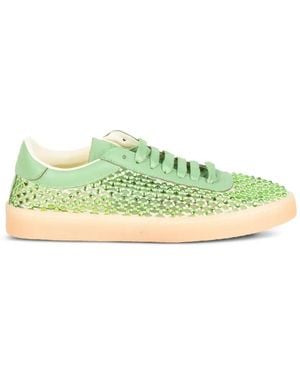 Back 70 Smart Strass Embellished Leather Trainers - Green