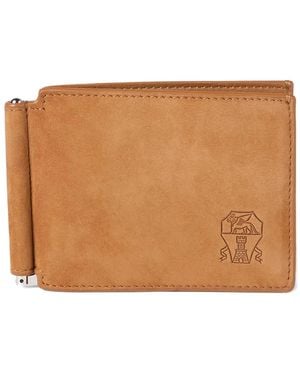 Brunello Cucinelli Nubuck Money Clip Wallet - Brown