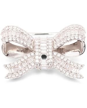 Self-Portrait Crystal-Bow Brooch - White