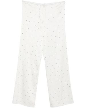 Oséree Crystal-Embellished Drawstring Trousers - White