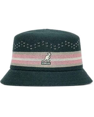 Kangol Embellished Striped Bucket Hat - Green