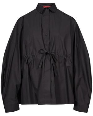 Thelatest Dalida Drawstring-Waist Oversized Shirt - Black
