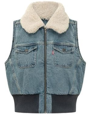 Levi's Sherpa-Collar Denim Gilet - Blue