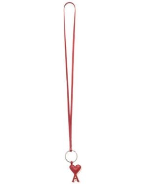 Ami Paris Leren Sleutelhanger Met Ami De Coeur - Wit
