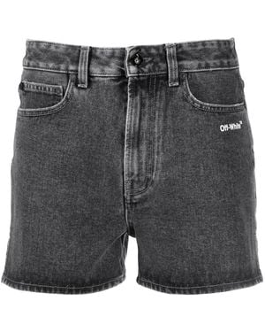 Off-White c/o Virgil Abloh Denim Shorts With Print - Grey