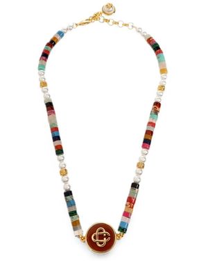 CASABLANCA Beaded Logo-Pendant Necklace - Metallic