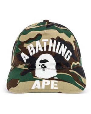 A Bathing Ape Camouflage-Pattern Logo-Print Baseball Cap - Green