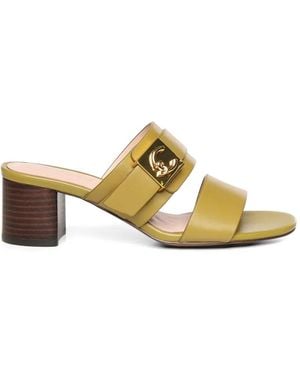 Coccinelle Logo-Plaque Double-Strap Sandals - Metallic