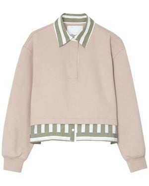 3.1 Phillip Lim Polo-Neck Striped-Panel Top - Natural