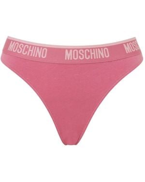 Moschino Logo-Waistband Thongs - Pink