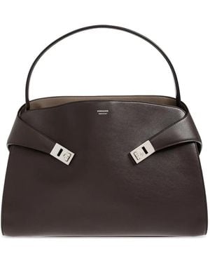 Ferragamo Hug Soft Leather Tote Bag - Black