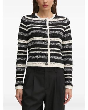 Ouí Striped Cardigan - Black