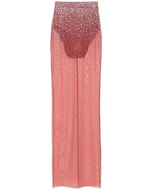 Alex Perry Crystal Mesh Maxi Skirt - Pink