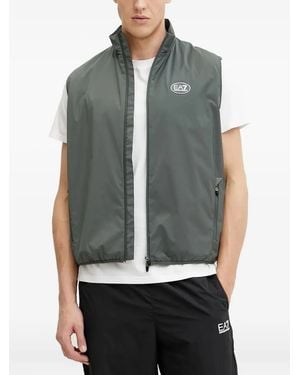 EA7 Logo-Patch Zip-Up Jacket - Grey