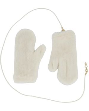 Max Mara Alpaca And Wool Teddy Fabric Mittens - White