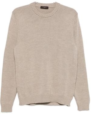 Zanone Ribbed-Knit Crew-Neck Wool Sweater - Natural