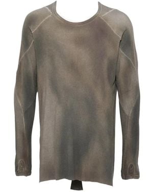 69 by Isaac Sellam Faded-Effect Panelled T-Shirt - Grey