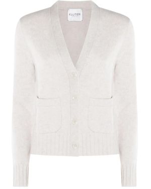 Kujten Milena Patch-Pocket V-Neck Cardigan - White