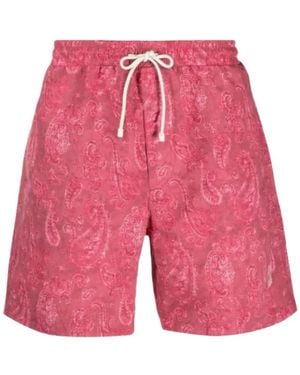 Brunello Cucinelli Paisley-Print Drawstring Swim Shorts - Pink