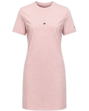 Tommy Hilfiger Logo-Print T-Shirt Mini Dress - Pink