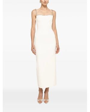 Nissa Crystal-Detail Fitted Midi Dress - White