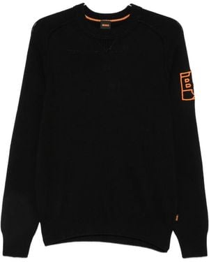 BOSS Kimede Logo-Embroidered Crew-Neck Sweater - Black