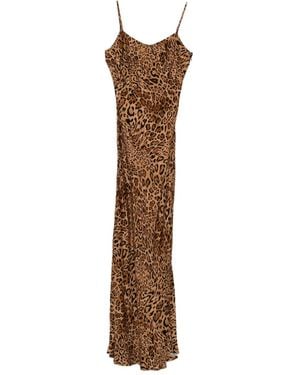 Twinset Leopard-Print Slip Dress - Brown