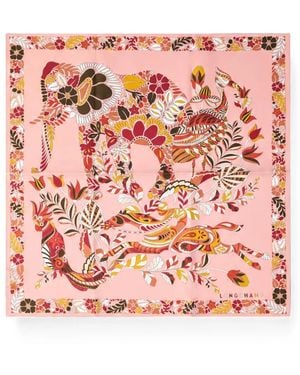 Longchamp Forêt Silk Scarf 50 - Pink