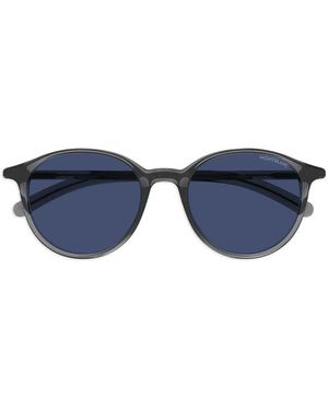 MONT BLANC EYEWEAR Lunettes De Soleil À Monture Ronde - Bleu