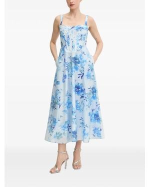 Bardot Floral-Print Corset-Style Midi Dress - Blue