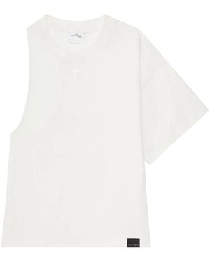 Courreges One-Sleeve Scuba-Jersey T-Shirt - White