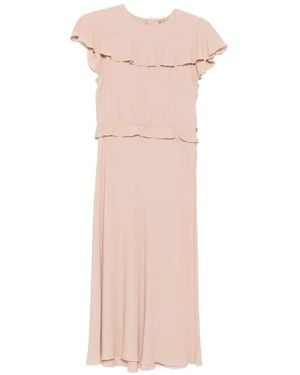 N°21 Vestido Midi Con Ribete De Volantes - Rosa