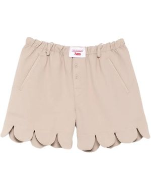 Charles Jeffrey Logo-Patched Scalloped-Hem Shorts - Natural
