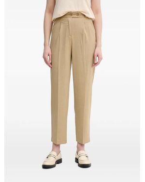 Benetton Pantalon Droit À Design Plissé - Natural