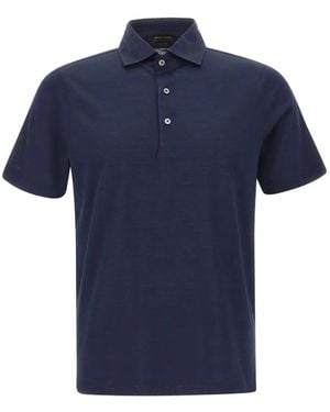 Gran Sasso Short-Sleeve Cotton Polo Shirt - Blue