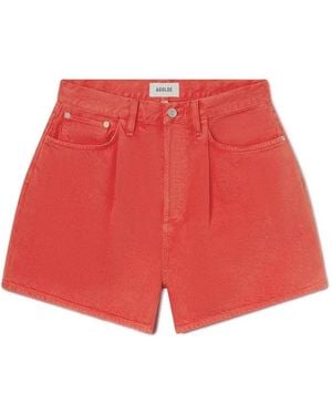 Agolde Pantalones Cortos Rhoda Con Pinzas - Rojo