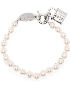 Vivienne Westwood Small Celestina Padlock-Pendant Pearl Bracelet - White