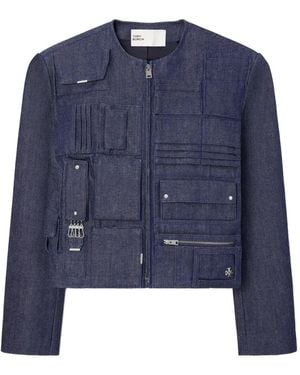 Tory Burch Handbag Pocket Denim Jacket - Blue