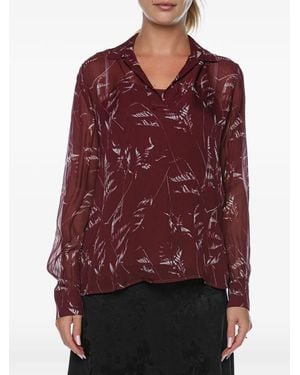ARMANI EXCHANGE Blossom-Print Long-Sleeve Blouse - Red