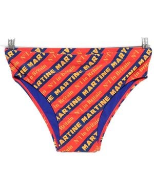 Martine Rose Logo-Print Striped Swim Trunks - Red