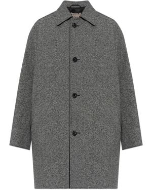 Marni Single-Breasted Cotton Coat - Grey