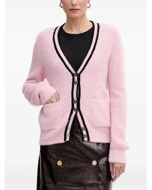 Morgan Vest Met Knoop En Contrasterende Afwerking - Roze