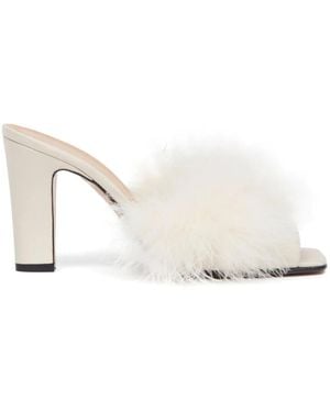 Maison Margiela 90Mm Feather Satin Sandals - Natural